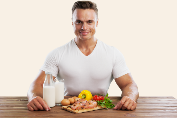 A man enjoying a nutritious meal as part of a healthy eating concept. This meal includes foods that increase sperm count, promoting overall reproductive health.
